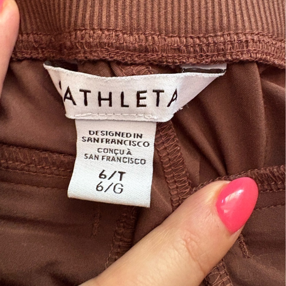 Athleta Brooklyn Textured Ankle Pants sz 6T brown pockets preloved - Picture 8 of 8